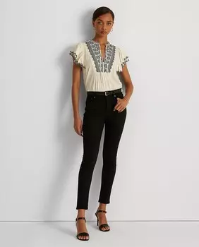 Женские джинсы скинни с завышенной талией Lauren Ralph Lauren, черный