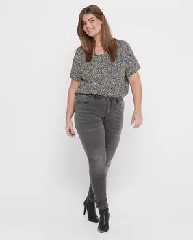 Женские джинсы скинни с завышенной талией Only Carmakoma, темно-серый