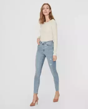 Женские джинсы скинни с завышенной талией Vero Moda, светло-голубой
