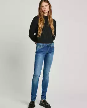 Женские джинсы скинни Soho со средней посадкой и эффектом потертости Pepe Jeans, синий