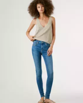 Женские джинсы-скинни Vaquero средней посадки из эластичной ткани Pepe Jeans, синий