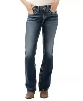 Женские джинсы Suki Mid Rise Curvy Fit Bootcut Silver Jeans Co., синий