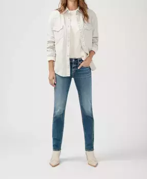 Женские джинсы Suki Mid Rise Curvy Fit Straight Silver Jeans Co., синий