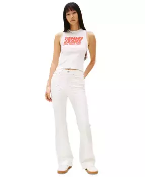 Женские джинсы Sylvia с высокой посадкой и расклешенным низом Tommy Jeans, белый