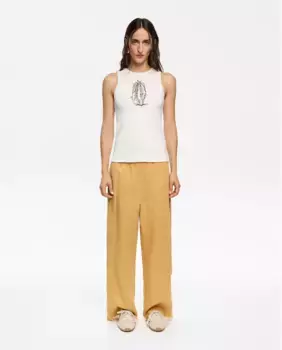 Женские джоггеры из льна с плавным кроем Bimba y Lola, горчичный