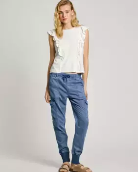 Женские джоггеры из твила с эластичной талией Pepe Jeans, синий