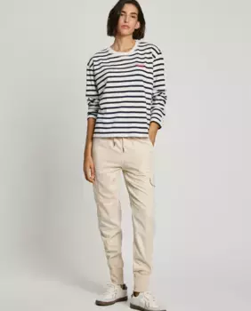 Женские джоггеры из твила с эластичной талией Pepe Jeans, кремовый