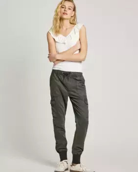 Женские джоггеры из твила с эластичной талией Pepe Jeans, темно-зеленый