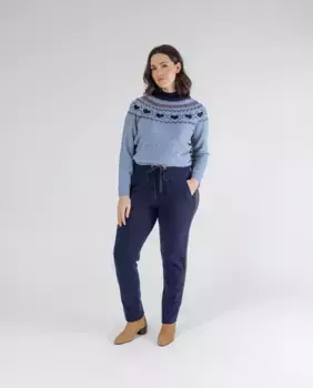 Женские джоггеры с контрастной полосой сбоку и шнурком October, тёмно-синий