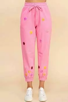 Женские джоггеры со звездами и пайетками розового цвета TCEC