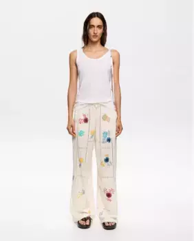 Женские джоггеры свободного кроя с вышивкой Bimba y Lola, цвет Crudo
