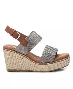 Женские джутовые босоножки на танкетке от XTI, серебро