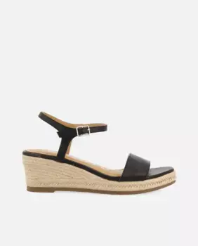 Женские джутовые кожаные босоножки на танкетке средней высоты Gioseppo, черный