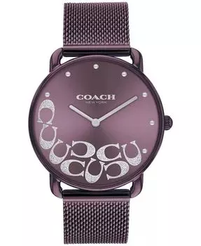 Женские фиолетовые часы Elliot с сеткой из нержавеющей стали, 36 мм COACH, фиолетовый