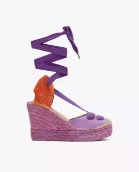 Женские фиолетовые кожаные эспадрильи на танкетке star love, фиолетовый