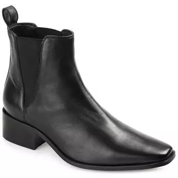 Женские фирменные ботинки челси из натуральной кожи Journee Brooklee Square Toe Stacked, черный