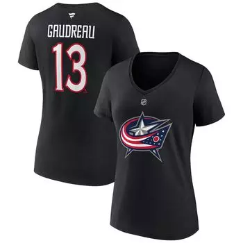 Женские фирменные футболки Fanatics Johnny Gaudreau Black Columbus Blue Jackets Special Edition 2.0 с именем и номером и v-образным вырезом Fanatics