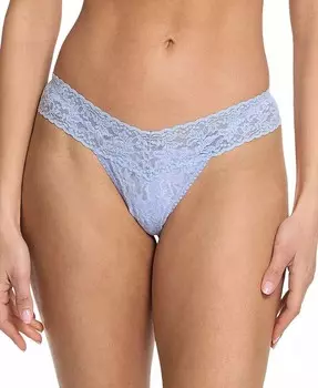 Женские фирменные кружевные стринги с низкой посадкой Hanky Panky, синий