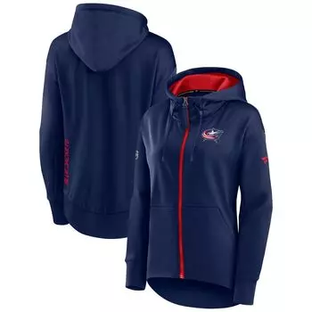 Женские фирменные темно-синие куртки Columbus Blue Jackets Authentic Pro Rink с капюшоном на молнии во всю длину Fanatics