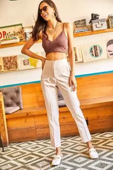 Женские фланелевые брюки с каменной талией и карманами из атласа Olalook, серый