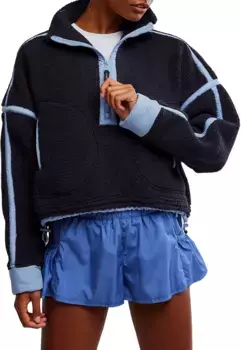 Женские флисовые высокие флисовые кроссовки FP Movement с молнией 1/2, цвет Black/Blue Grey