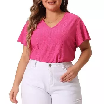 Женские футболки больших размеров с V-образным вырезом и короткими рукавами, повседневные летние топы Agnes Orinda, белый
