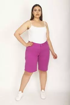 Женские габардиновые шорты большого размера цвета фуксии с 5 карманами ans, розовый