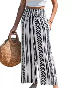 Женские геобрюки с присборенной талией CUPSHE, черный