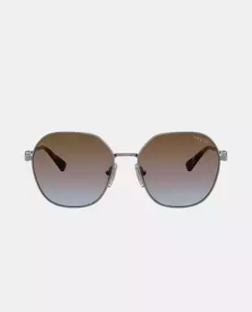 Женские геометрические солнцезащитные очки металлик с градиентными линзами серого цвета Vogue, серый