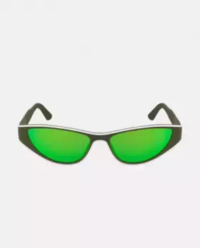 Женские геометрические солнцезащитные очки в инжекционных линзах с зеркальными линзами Longchamp, зеленый