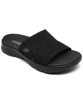 Женские GO Walk Flex — классические широкие сандалии-слайды от Finish Line Skechers, черный