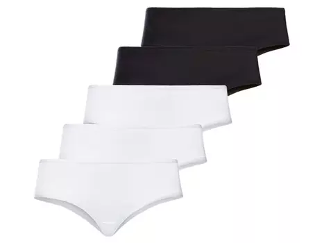 Женские хипстеры esmara, 5 шт., с хлопком, черно-белый