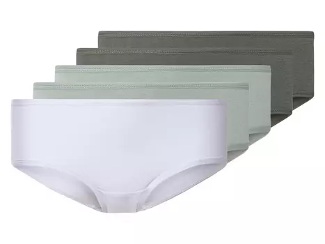 Женские хипстеры esmara, 5 шт., высокое содержание хлопка, белый/зеленый/мятный