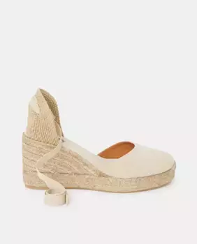 Женские хлопковые эспадрильи на танкетке с ремешком на щиколотке - Esparteas Line Latouche, бежевый