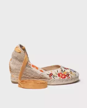 Женские хлопковые эспадрильи на танкетке с лентами Toni Pons, цвет Crudo