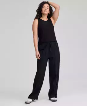 Женские хлопковые брюки с кружевной отделкой и шнурком And Now This, черный