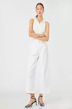 Женские хлопковые джинсовые брюки Off-White Koton, экрю