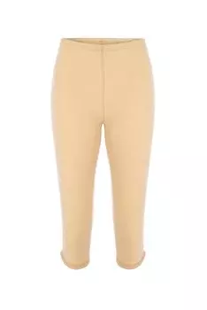 Женские хлопковые однотонные колготки-капри в рубчик с деталями 426 TOLIN, кожа