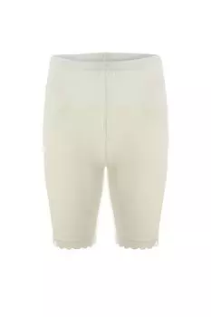 Женские хлопковые однотонные кружевные леггинсы 421 TOLIN, крем