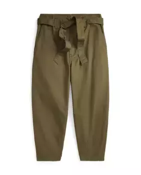 Женские хлопковые прямые брюки с поясом Polo Ralph Lauren, зеленый