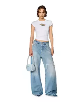 Женские хлопковые прямые джинсы с низкой посадкой Diesel, синий