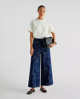 Женские хлопковые широкие брюки на молнии и пуговицах Scalpers, синий