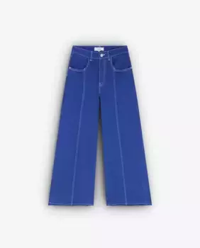 Женские хлопковые широкие брюки на молнии и пуговицах Scalpers, синий