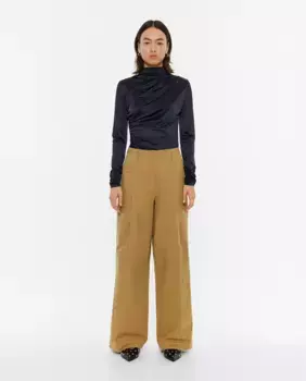 Женские хлопковые широкие брюки с высокой посадкой Bimba y Lola, коричневый