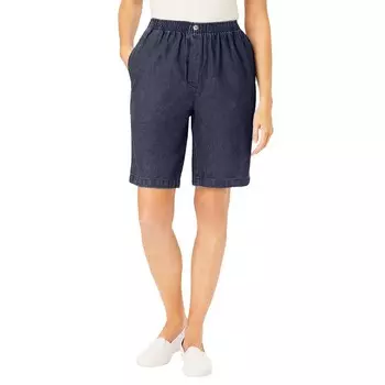 Женские хлопковые шорты больших размеров на 7 дней с эластичной резинкой на талии для женщин Woman Within, цвет Indigo