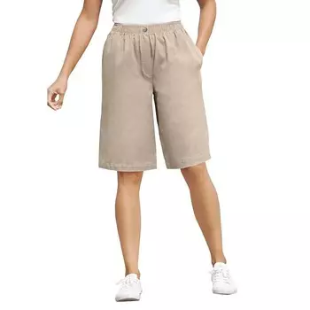 Женские хлопковые шорты больших размеров на 7 дней с эластичной резинкой на талии для женщин Woman Within, цвет Natural Khaki