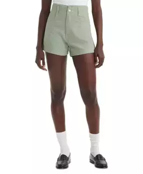 Женские хлопковые шорты Mom с высокой посадкой и двойной застежкой на пуговицах Levi's, зеленый