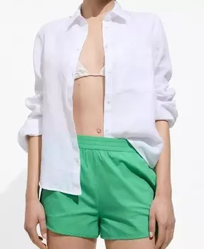 Женские хлопковые шорты с эластичной резинкой на талии MANGO, зеленый