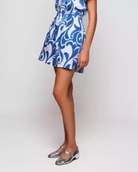 Женские хлопковые шорты с орнаментальным принтом Mirto, синий