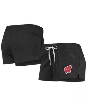 Женские хлопковые шорты Wisconsin Badgers с принтом черного цвета Under Armour